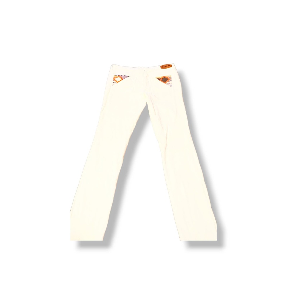 Vintage Allen B  Allen Schwartz Southwestern Distressed White Jeans Size 12
